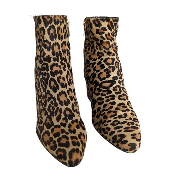 Steven Steve Madden Size 6 Wes Leopard Print Calf Hair Leather Booties Ankle Zip - Picture 7 of 8